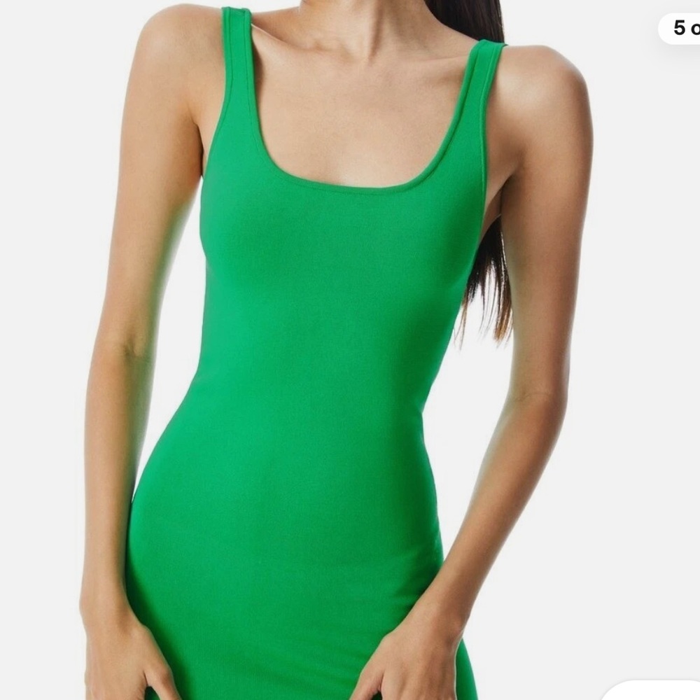 Alice + Olivia Bright Green Scoop Neck Knit Mini Dress